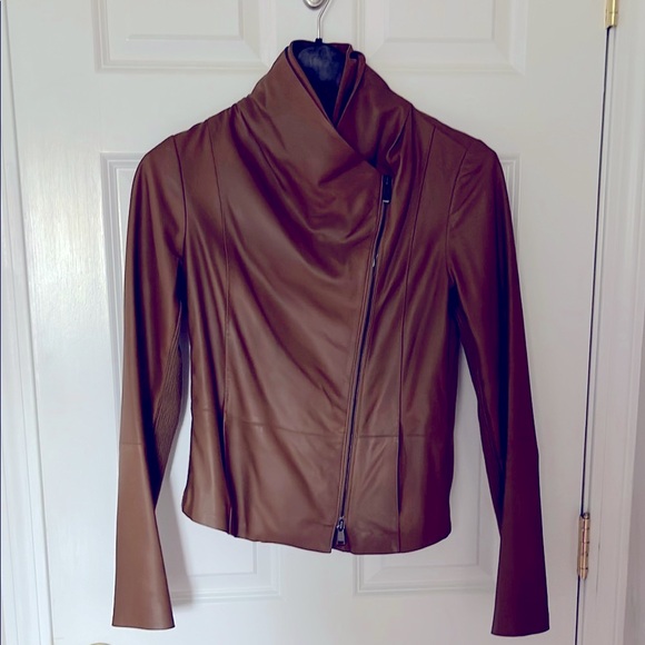 Vince Brown Leather Women's Jacket - Picture 2 of 9